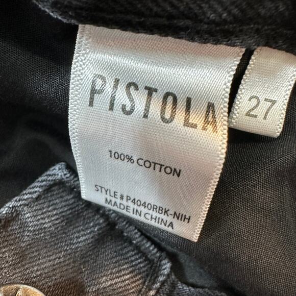 Pistola Denim Short WMNS 27High Rise Cut-Off Distressed Black Straight Zip Fly - Picture 5 of 9